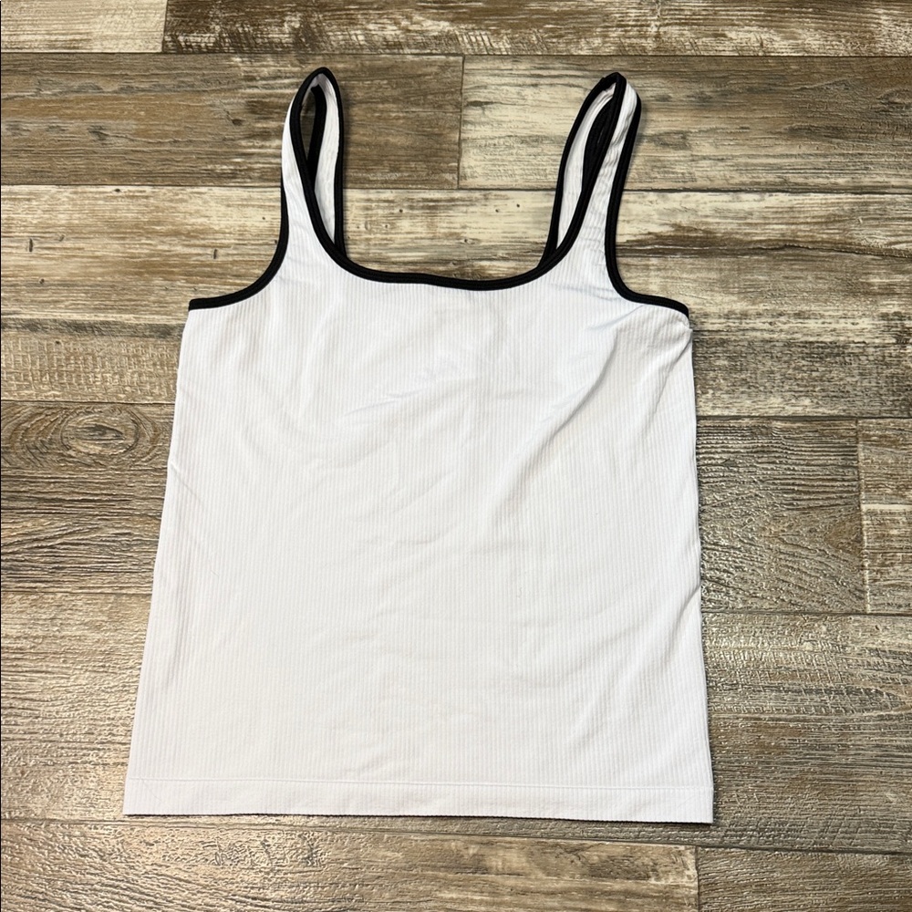 Athleta White Camisole with Black Trim